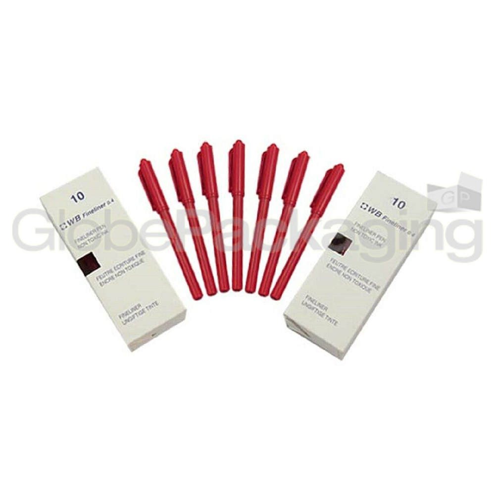 3 x QUALITY RED FINELINER OFFICE SCHOOL PENS 0.4mm